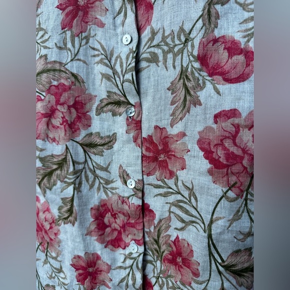Joie Women’s Pink and Beige Linen Floral Shirt Size Small - Picture 4 of 5